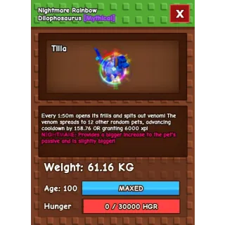 RBH DILOPHOSAURUS | RBH DILO | Grow a Garden