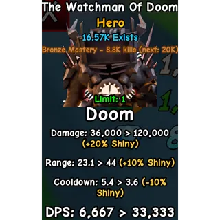 Shiny The watchman of doom | WOD | slop tower defense