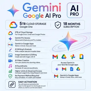 Google Gemini AI Pro 18 Months + 5TB Storage ⚡ Direct Activation Link 🔥