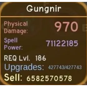 Gungnir (level 186 Mage weapon) | Dungeon quest reborn