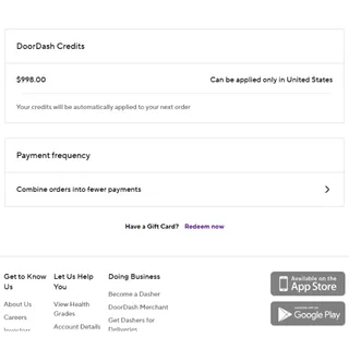 $998.00 USD DoorDash account A