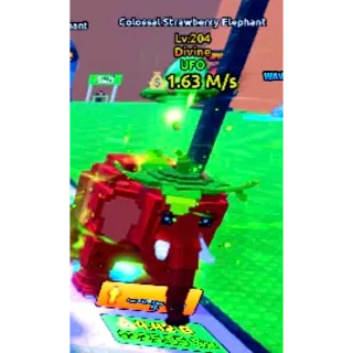 1.63M/s, Lv.204, 2.37x size UFO mutation Colossal Candy Strawberry Elephant [Escape Tsunami For Brainrots]