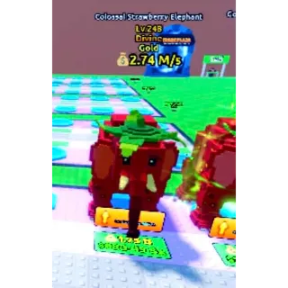 2.74m/s, Lv.248, 1.89x size Gold Mutation Colossal Strawberry Elephant [Escape Tsunami For Brainrots]