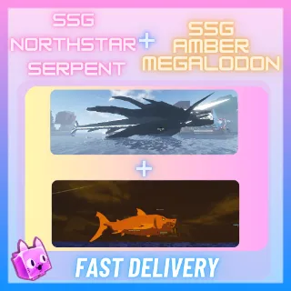 SPARKLING SHINY GIANT AMBER MEGALODON + SPARKLING SHINY GIANT NORTHSTAR SERPENT