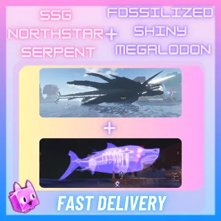 Sparkling Shiny Giant Northstar Serpent + Shiny Fossilized Megalodon