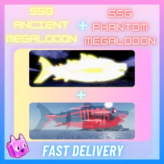 Sparkling Shiny Giant Ancient Megalodon + Sparkling Shiny Giant Phantom Megalodon