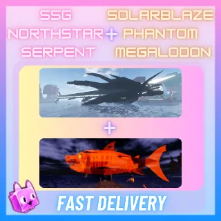 Sparkling Shiny Giant Northstar Serpent + Solarblaze Phantom Megalodon