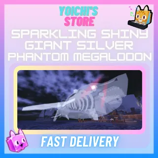 SPARKLING SHINY GIANT SILVER PHANTOM MEGALODON