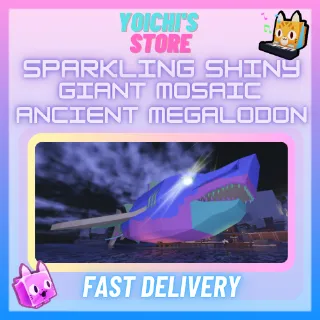 SPARKLING SHINY GIANT MOSAIC ANCIENT MEGALODON