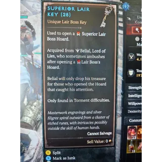 diablo4 S14 Season14 2000*superior lair key	