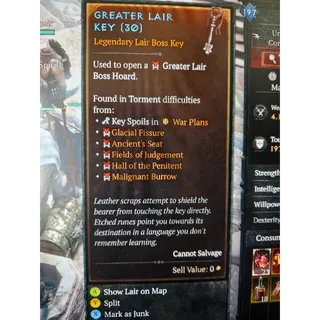 diablo4 s14 Season14 2000*greater lair key		