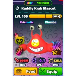 Spongebob Tower Defense | Wumbo Kuddly Krabs Mascot Rb Serial #87