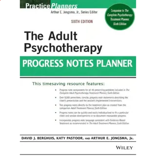 The Adult Psychotherapy Progress Notes Planner, 6th Edition – DSM-V Aligned Treatment Notes for Mental Health Professionals
