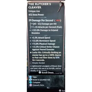 The butchers cleaver unique axe Diablo IV