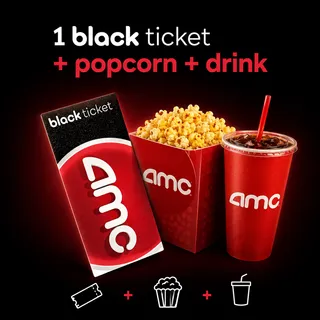 x1 - AMC - Black Ticket + PopCorn + Fountain Drink