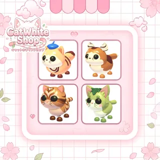 Adopt Me! Cat Cafe Pet Bundle: Catte, Cattuccino, Matcha Cat, Pain au Chat