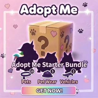 ​Adopt Me Starter Bundle: 10 Pets + 5 Pet Wear + 2 Vehicles (Random)
