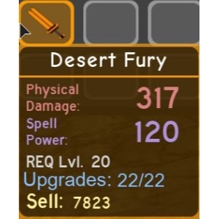 Gear Desert Fury For Warrior In Game Items Gameflip - fury roblox