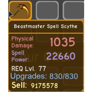 Gear Beastmaster Spell Scythe In Game Items Gameflip - roblox dungeon quest beastmaster spell scythe roblox