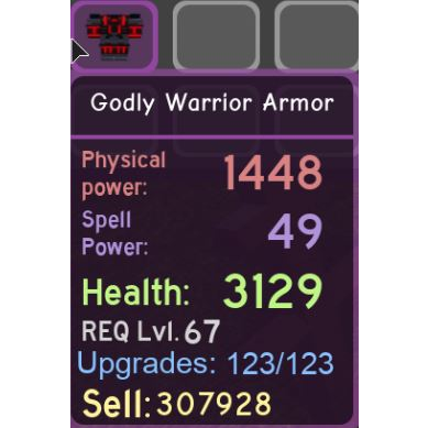 Gear Godly Warrior Armor In Game Items Gameflip - roblox dungeon quest godly items