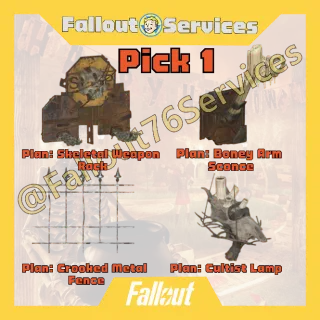 Fallout76 (PC) - Mischief Night 2025 - Any 1 of Plan: Cultist Lamp/ Skeletal Weapon Rack/ Crooked Metal Fence/ Boney Arm Sconce