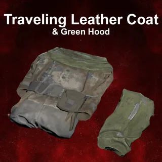 Traveling Leather Coat & Green Hood