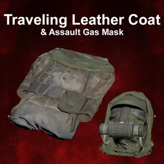 Traveling Leather Coat & Assault Gas Mask