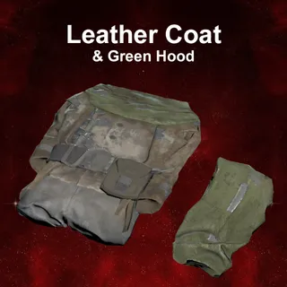 Leather Coat & Green Hood
