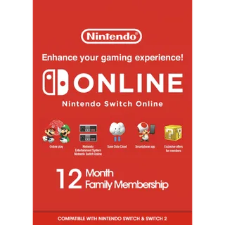 Nintendo Switch Online 12 Month 365 Day Family Membership UK - EU