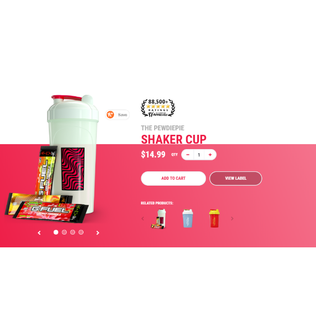 Gfuel Pewdiepie Limited Time Shaker Cup 14 99 Value Other