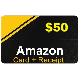 $50.00 Amazon  Auto delivery , Real Card + Receipt
