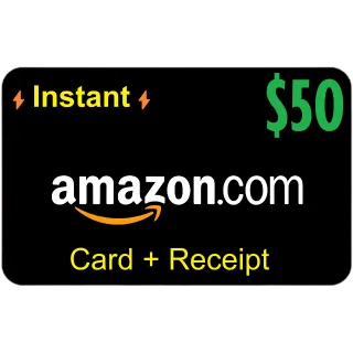 $50 AMAZON.COM - High Quality (Card + Receipt) AUTO DELIVERY