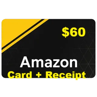 $60.00 Amazon  Auto delivery , Real Card + Receipt