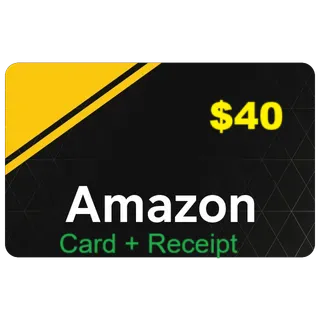 $40.00 Amazon  Auto delivery , Real Card + Receipt