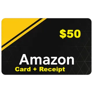 $50.00 Amazon  Auto delivery , Real Card + Receipt 2X25$