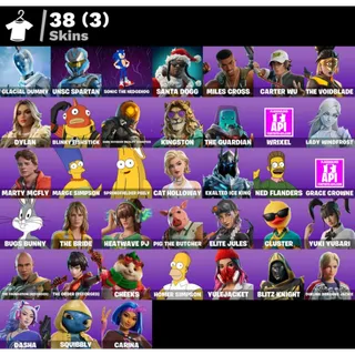 [PC/PS/XBOX] 38 SKINS 🔥LVL 1044 🚀 GLACIAL DUMMY ❄️OI WOODY ⛏️SONIC THE HEDGEHOG💨CARTER WU 🥷BLINKY FISHSTICK🐟400 VB 💰