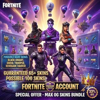 🔥 OG Random Fortnite Account – 65 to 100 Skins | Lifetime Access + Exclusive Bonus! 🎁 ✅