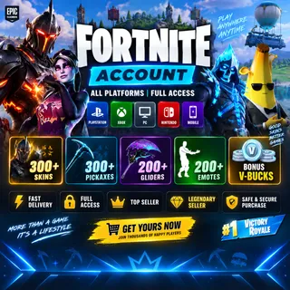 🔥 300+ SKINS | 300+ PICKAXES | Bonus V-Bucks | Fortnite Account | Full Access | ALL PLATFORMS