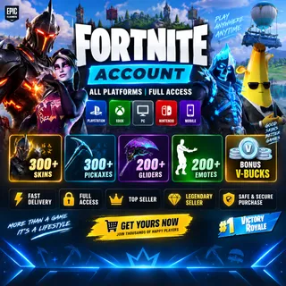 🔥 300+ SKINS | 300+ PICKAXES | Bonus V-Bucks | Fortnite Account | Full Access | ALL PLATFORMS [LS-000120]