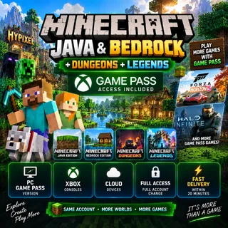 ⛏️ MINECRAFT JAVA + BEDROCK + DUNGEONS + LEGENDS | 14-Day Game Pass | FA + Full Change | Hypixel | Fast Delivery [LS-000134]