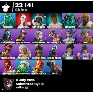 Fortnite Account 22 Skins OG | Gwenpool + Juice WRLD + Poseidon | 150 V-Bucks | Full Access