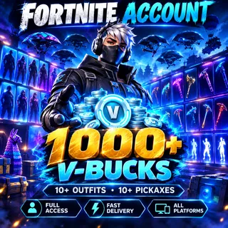 💰 1000+ V-BUCKS | Fortnite Account | 10+ Outfits + 10+ Pickaxes | Full Access