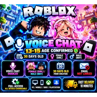 🔥 RBL VOICE CHAT ACCOUNT | 13-15 AGE CONFIRMED | 30 Days Old | Male/Female | FA | Email Unlinked | Fast Delivery [LS-000166]