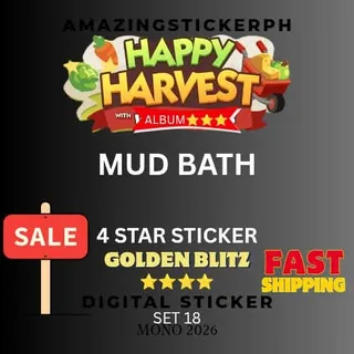 Mud bath 4 star sticker Golden blitz Monopoly go