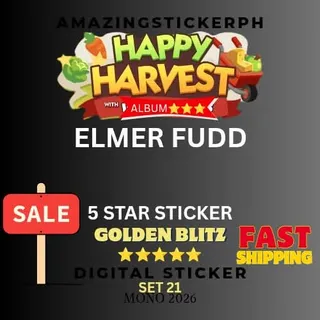 Elmer fudd 5 star sticker Golden blitz Monopoly go