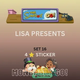 Lisa presents 4 star sticker Monopoly go.