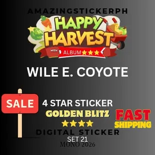 Wile E. Coyote 4 star sticker Golden blitz Monopoly go