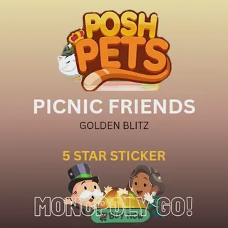 Picnic friends 5 star sticker monopoly go Golden blitz