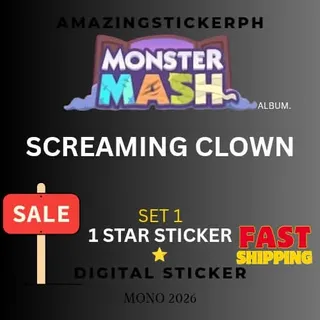Screaming clown 1 star sticker Monopoly go