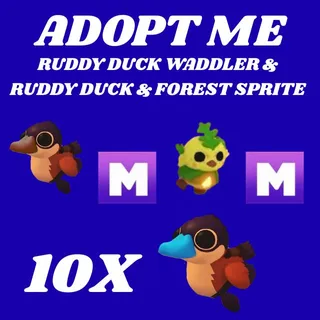 RUDDY DUCK WADDLER 10X AND RUDDY DUCK 1X MEGA AND FOREST SPRITE 1X MEGA  - ADOPT ME
